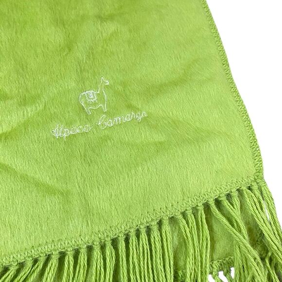 Alpaca Camargo Lime Green Scarf 80”x9” - Picture 2 of 4